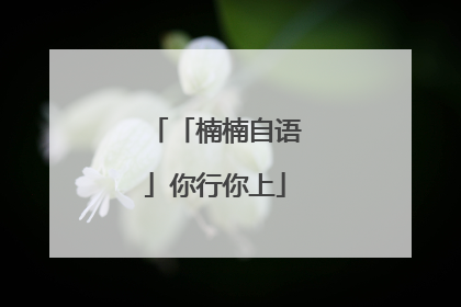 「楠楠自语」你行你上