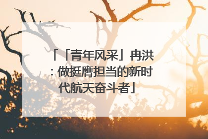 「青年风采」冉洪：做挺膺担当的新时代航天奋斗者