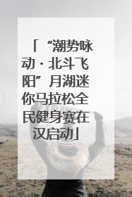 “潮势咏动・北斗飞阳”月湖迷你马拉松全民健身赛在汉启动