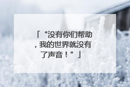 “没有你们帮助，我的世界就没有了声音！”
