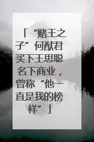 “赌王之子”何猷君买下王思聪名下商业，曾称“他一直是我的榜样”