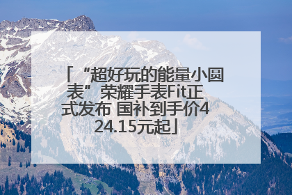 “超好玩的能量小圆表”荣耀手表Fit正式发布 国补到手价424.15元起