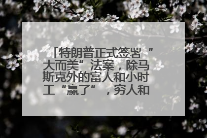 特朗普正式签署“大而美”法案，除马斯克外的富人和小时工“赢了”，穷人和美国财政“输了”