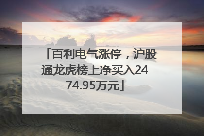 百利电气涨停，沪股通龙虎榜上净买入2474.95万元