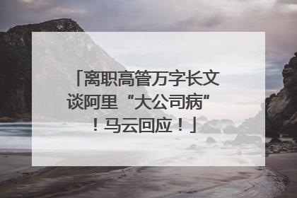 离职高管万字长文谈阿里“大公司病”！马云回应！