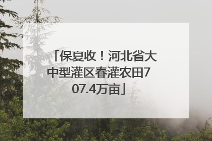 保夏收！河北省大中型灌区春灌农田707.4万亩