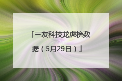 三友科技龙虎榜数据（5月29日）