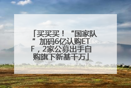 买买买！“国家队”加码6亿认购ETF，2家公募出手自购旗下新基千万