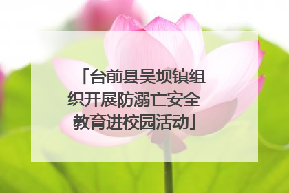 台前县吴坝镇组织开展防溺亡安全教育进校园活动