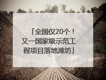 全国仅20个！又一国家级示范工程项目落地潍坊