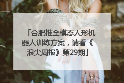 合肥推全模态人形机器人训练方案，请看《浪尖周报》第29期