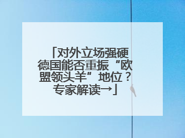 对外立场强硬 德国能否重振“欧盟领头羊”地位？专家解读→