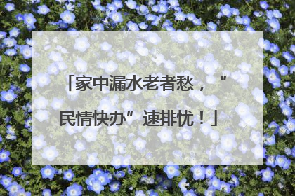 家中漏水老者愁，“民情快办”速排忧！