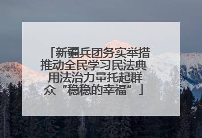 新疆兵团务实举措推动全民学习民法典 用法治力量托起群众“稳稳的幸福”