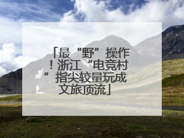 最“野”操作！浙江“电竞村”指尖较量玩成文旅顶流