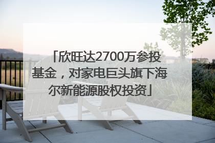欣旺达2700万参投基金，对家电巨头旗下海尔新能源股权投资