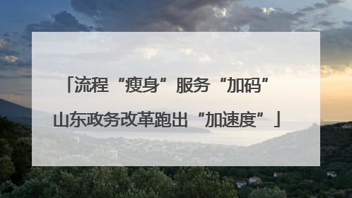 流程“瘦身”服务“加码” 山东政务改革跑出“加速度”