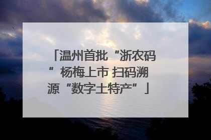 温州首批“浙农码”杨梅上市 扫码溯源“数字土特产”