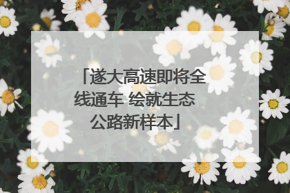 遂大高速即将全线通车 绘就生态公路新样本