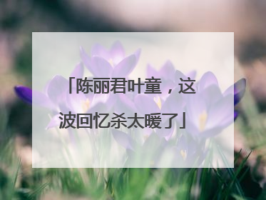 陈丽君叶童，这波回忆杀太暖了
