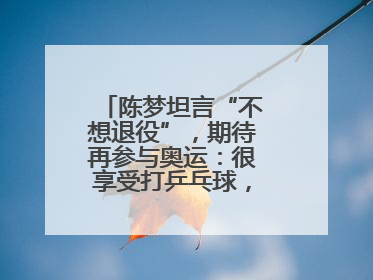 陈梦坦言“不想退役”，期待再参与奥运：很享受打乒乓球，在奥运会上是我最幸福的时候