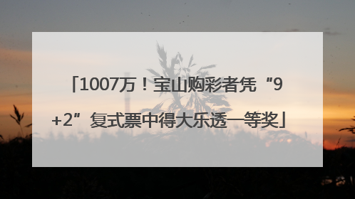 1007万！宝山购彩者凭“9+2”复式票中得大乐透一等奖