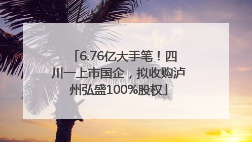 6.76亿大手笔！四川一上市国企，拟收购泸州弘盛100%股权
